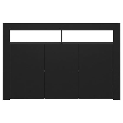 Sideboard with LED Lights Black 115.5x30x75 cm