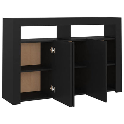 Sideboard with LED Lights Black 115.5x30x75 cm