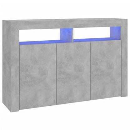 Sideboard with LED Lights Concrete Grey 115.5x30x75 cm