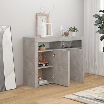 Sideboard with LED Lights Concrete Grey 115.5x30x75 cm