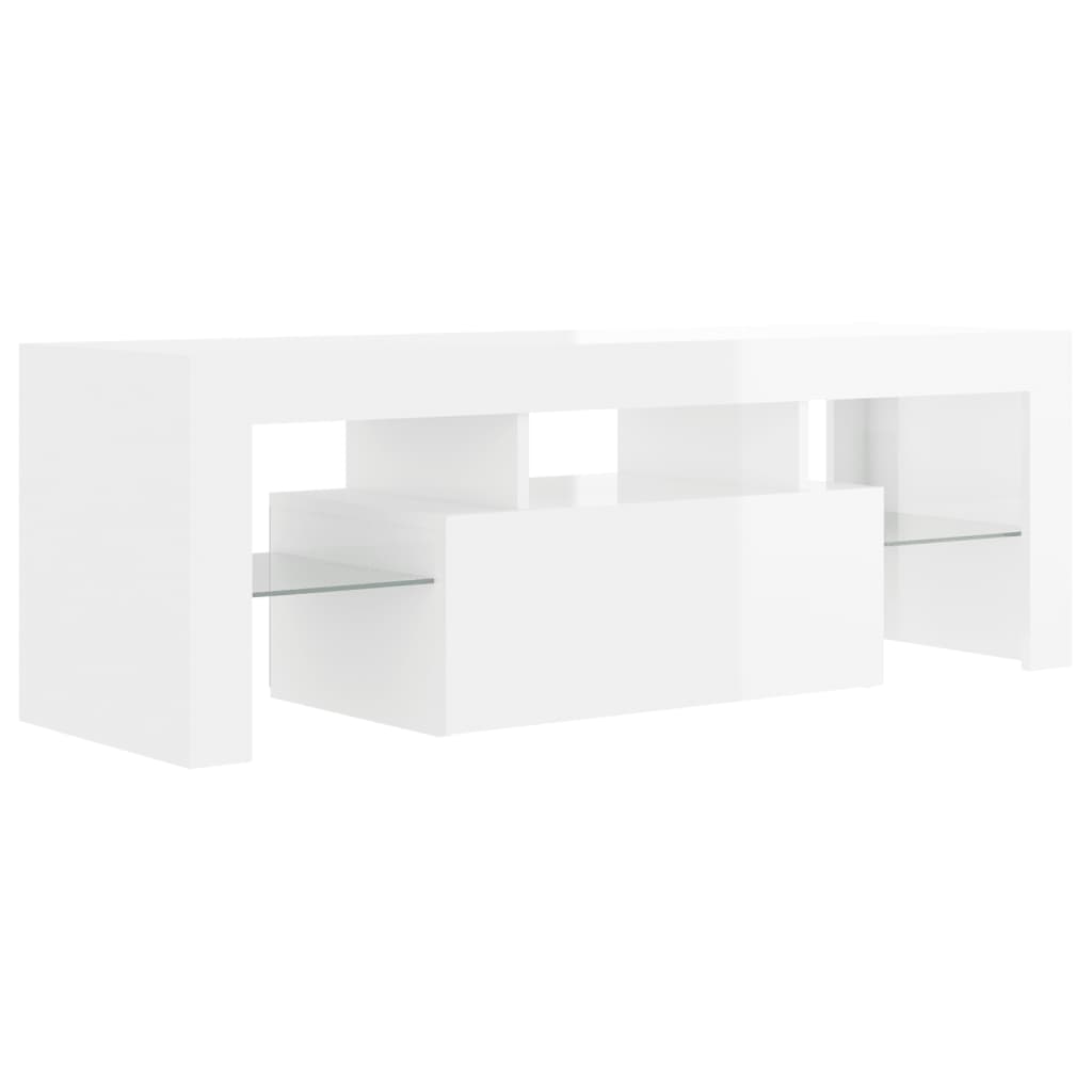 TV Cabinet with LED Lights High Gloss White 120x35x40 cm