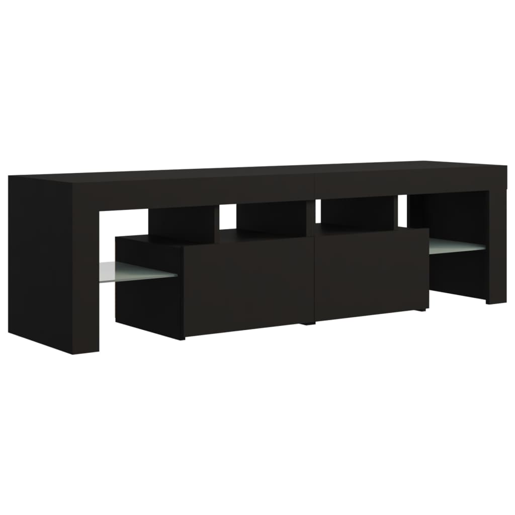 TV Cabinet with LED Lights Black 140x36.5x40 cm