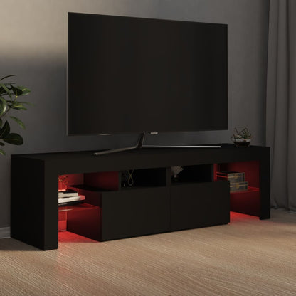 TV Cabinet with LED Lights Black 140x36.5x40 cm