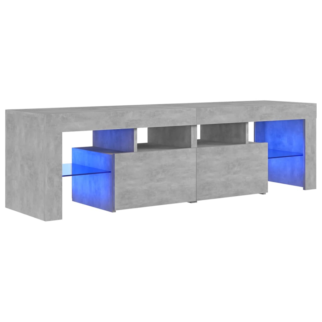 TV Cabinet with LED Lights Concrete Grey 140x36.5x40 cm