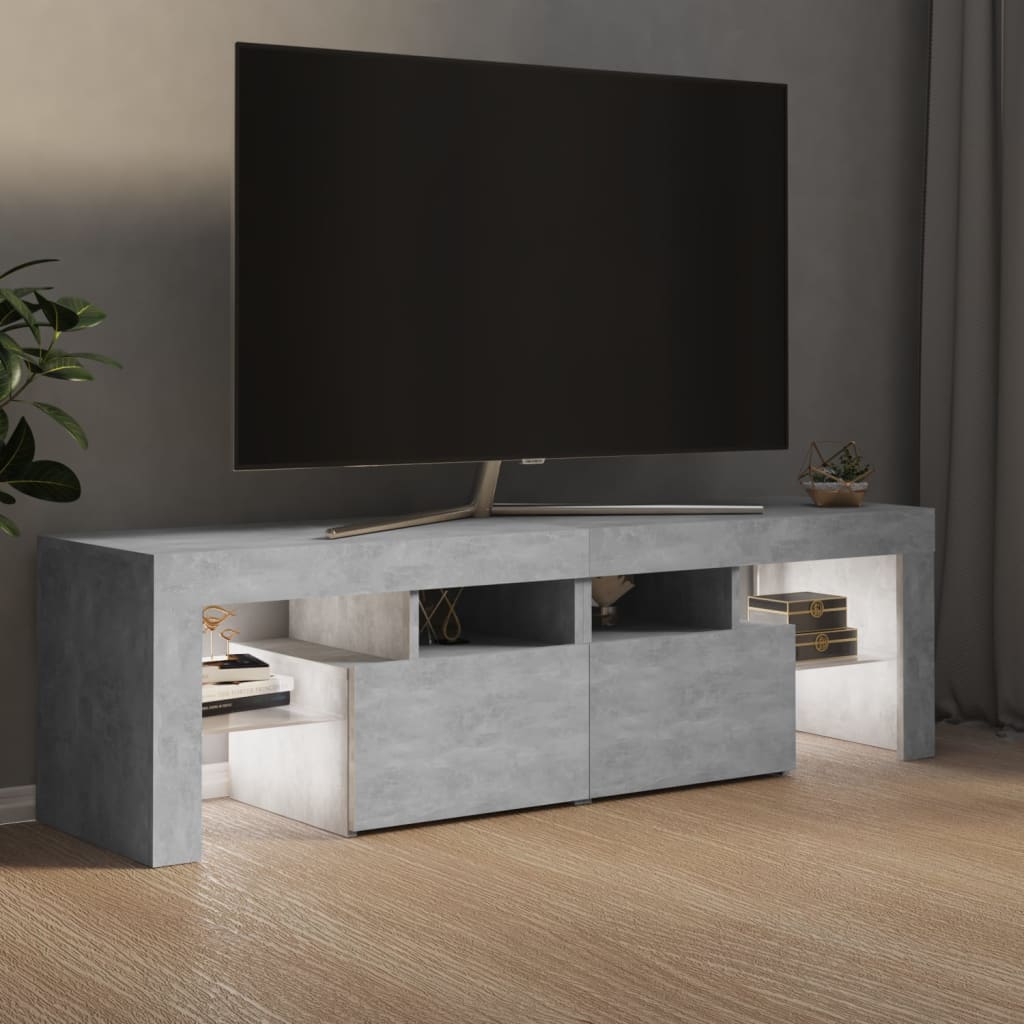 TV Cabinet with LED Lights Concrete Grey 140x36.5x40 cm