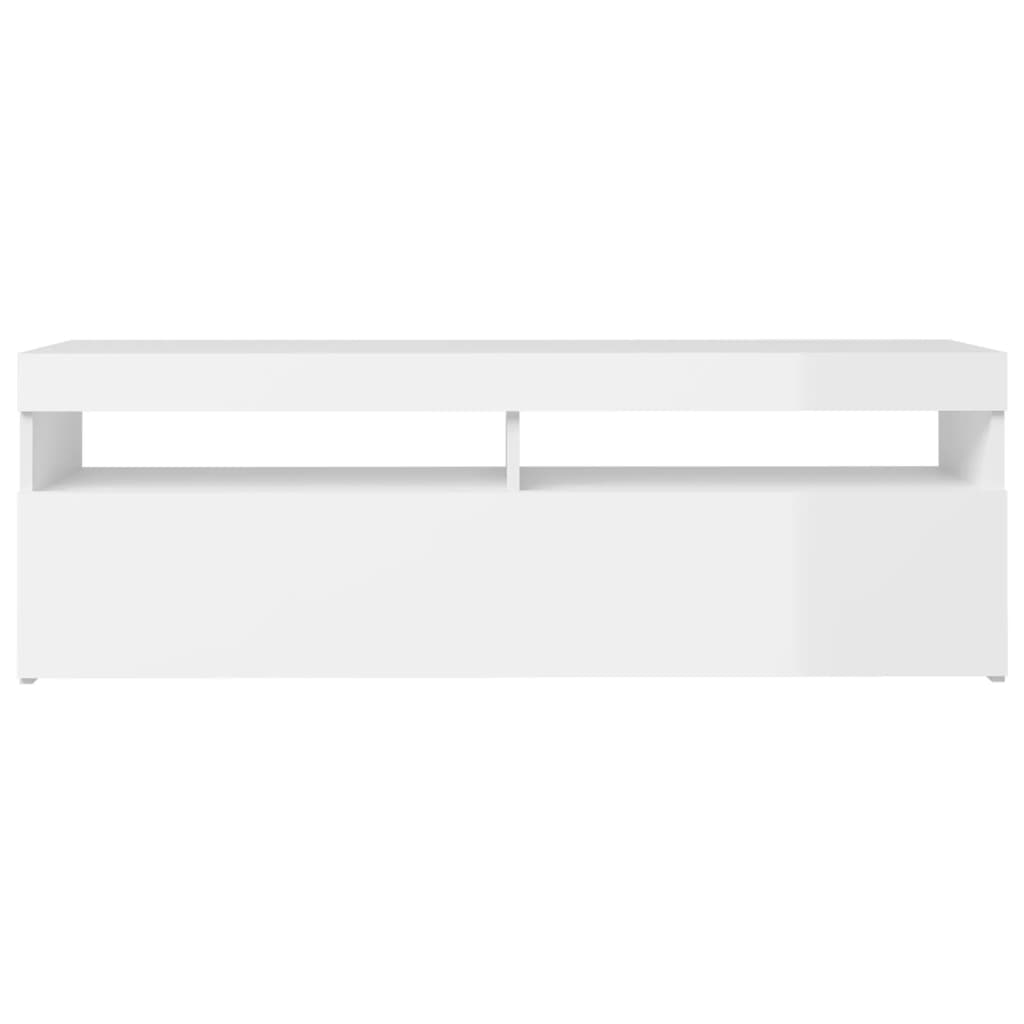 TV Cabinet with LED Lights High Gloss White 120x35x40 cm