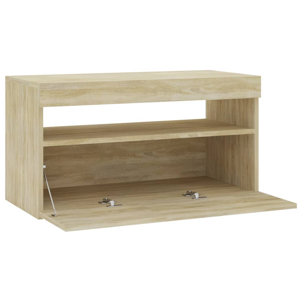 TV Cabinet with LED Lights Sonoma Oak 75x35x40 cm