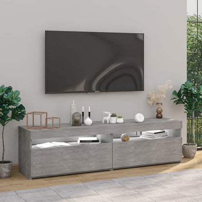 TV Cabinets 2 pcs with LED Lights Concrete Grey 75x35x40 cm