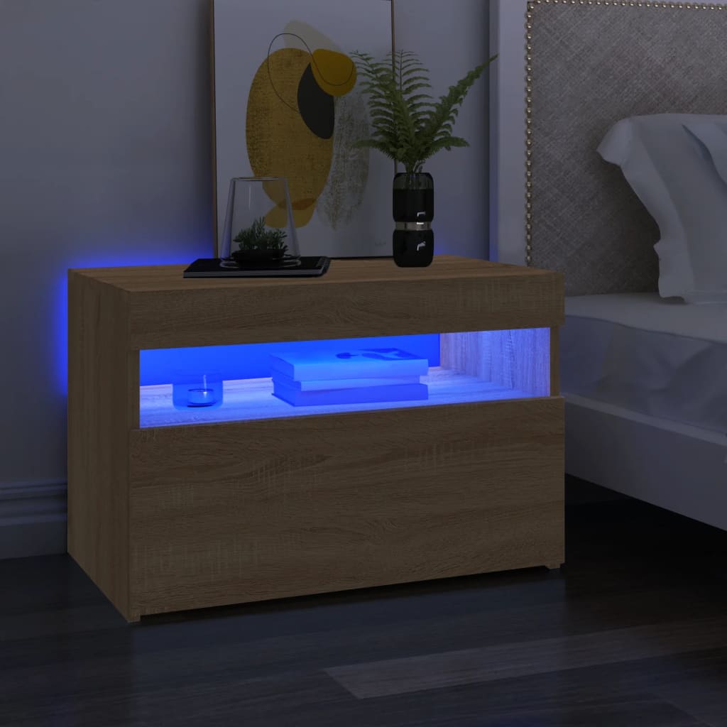 TV Cabinet with LED Lights Sonoma Oak 60x35x40 cm