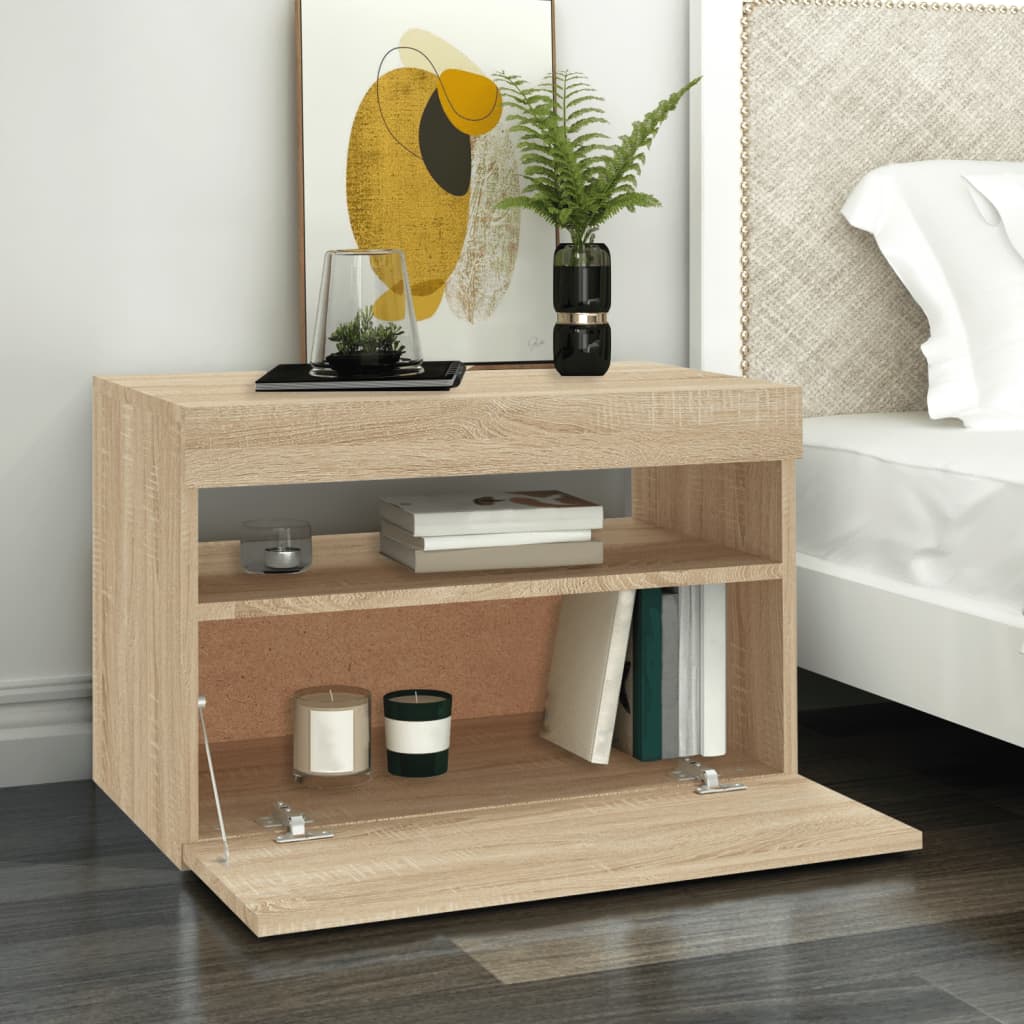 TV Cabinet with LED Lights Sonoma Oak 60x35x40 cm