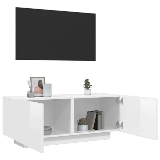 TV Cabinet High Gloss White 100x35x40 cm Engineered Wood