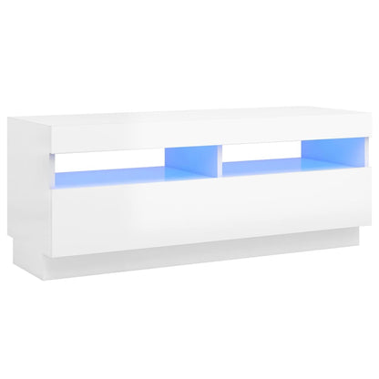 TV Cabinet with LED Lights High Gloss White 100x35x40 cm