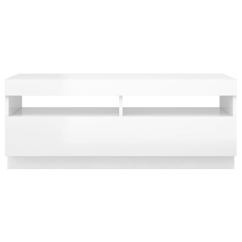 TV Cabinet with LED Lights High Gloss White 100x35x40 cm