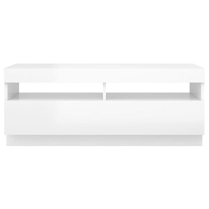 TV Cabinet with LED Lights High Gloss White 100x35x40 cm