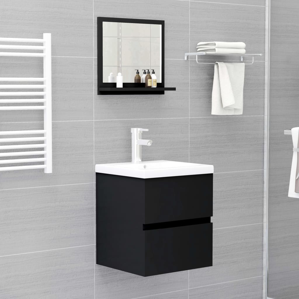 Bathroom Mirror Black 40x10.5x37 cm Engineered Wood