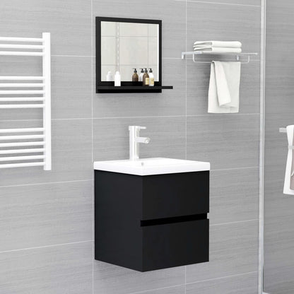 Bathroom Mirror Black 40x10.5x37 cm Engineered Wood