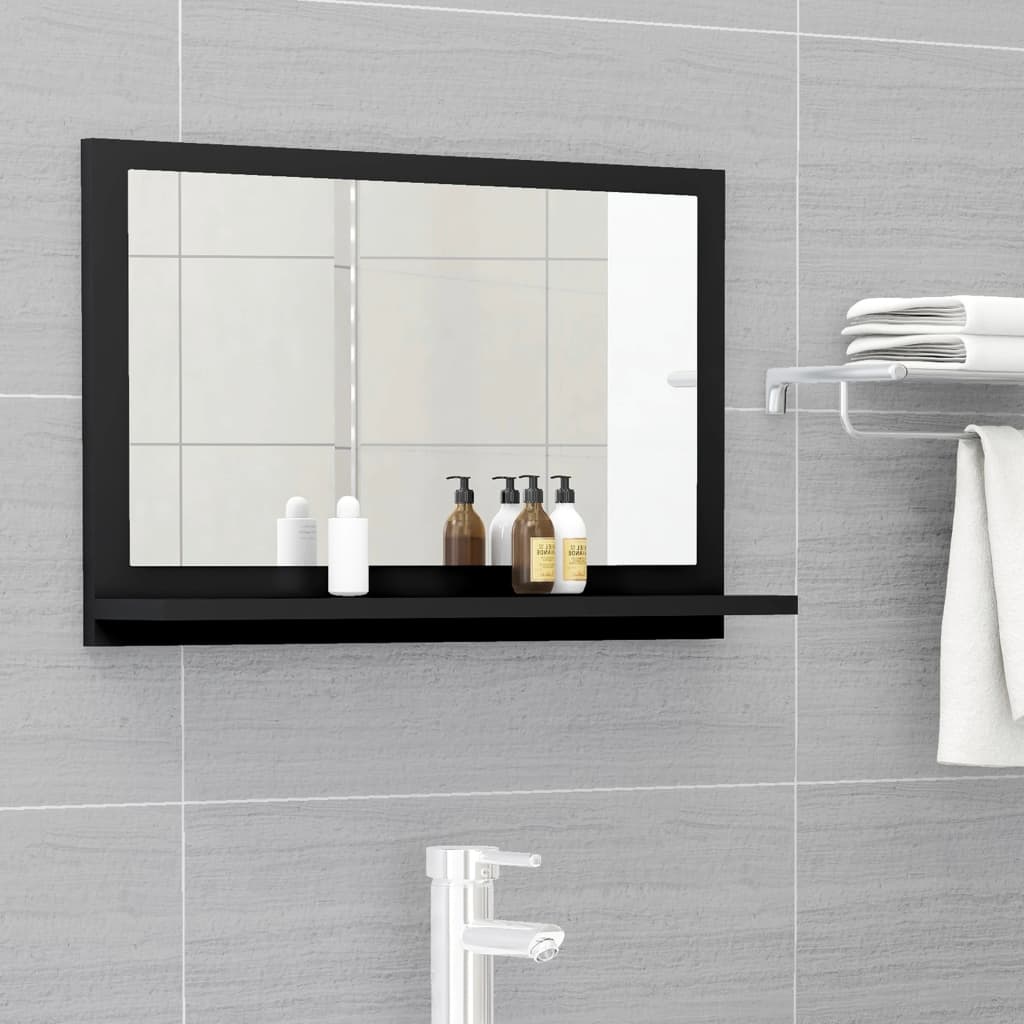 Bathroom Mirror Black 60x10.5x37 cm Engineered Wood