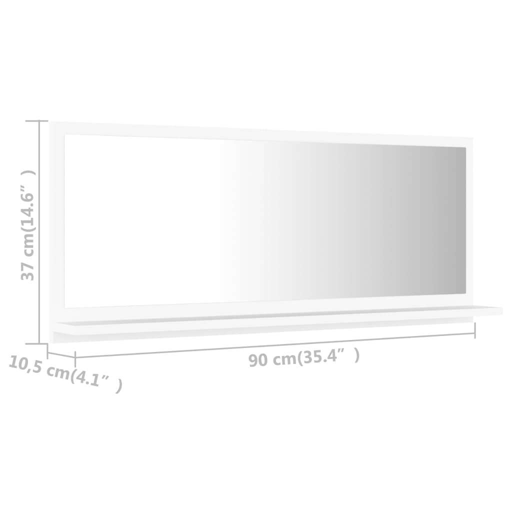 Bathroom Mirror White 90x10.5x37 cm Engineered Wood