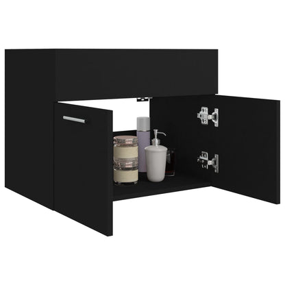 Sink Cabinet Black 60x38.5x46 cm Engineered Wood