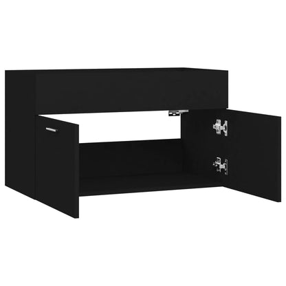 Sink Cabinet Black 80x38.5x46 cm Engineered Wood