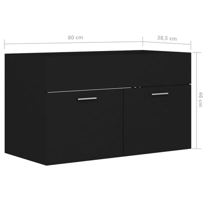 Sink Cabinet Black 80x38.5x46 cm Engineered Wood