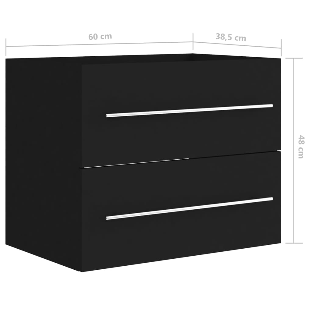 Sink Cabinet Black 60x38.5x48 cm Engineered Wood