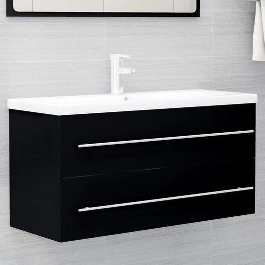 Sink Cabinet Black 100x38.5x48 cm Engineered Wood