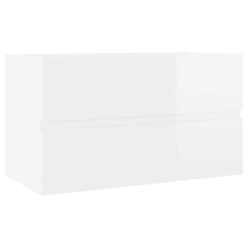 Sink Cabinet High Gloss White 80x38.5x45 cm Engineered Wood