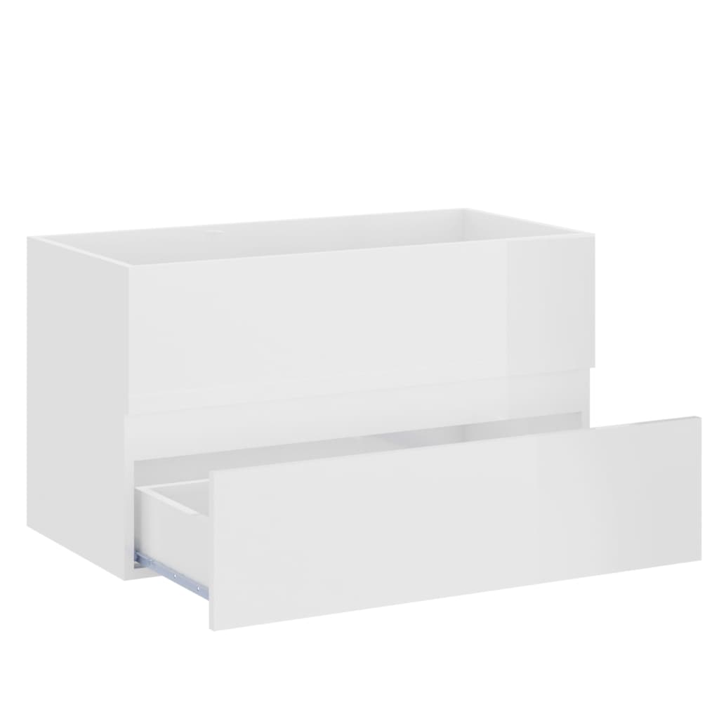 Sink Cabinet High Gloss White 80x38.5x45 cm Engineered Wood