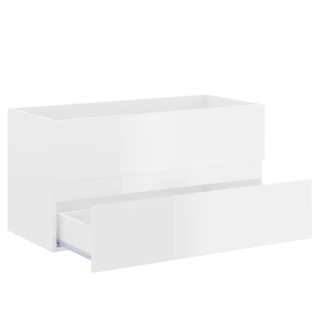 Sink Cabinet High Gloss White 90x38.5x45 cm Engineered Wood