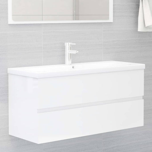 Sink Cabinet High Gloss White 100x38.5x45 cm Engineered Wood