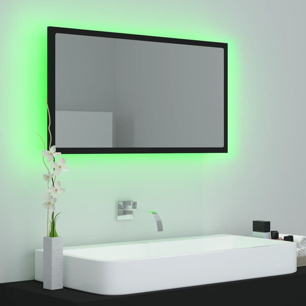 LED Bathroom Mirror Black 80x8.5x37 cm Acrylic