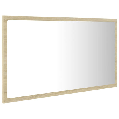 LED Bathroom Mirror Sonoma Oak 80x8.5x37 cm Acrylic