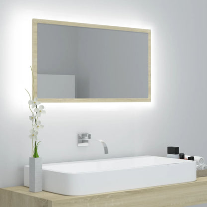 LED Bathroom Mirror Sonoma Oak 80x8.5x37 cm Acrylic