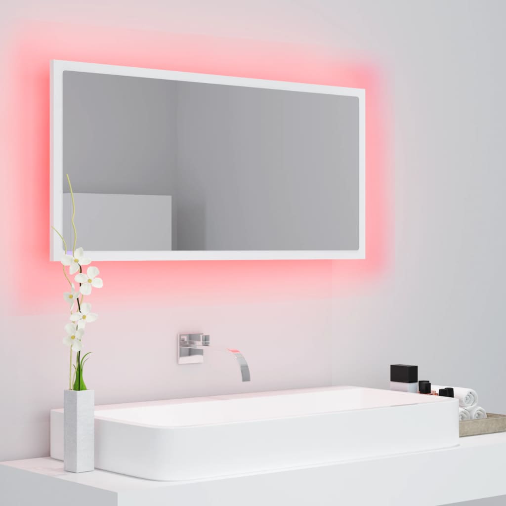 LED Bathroom Mirror White 90x8.5x37 cm Acrylic