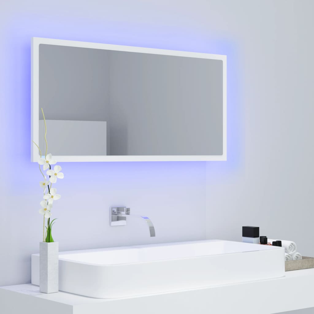 LED Bathroom Mirror White 90x8.5x37 cm Acrylic