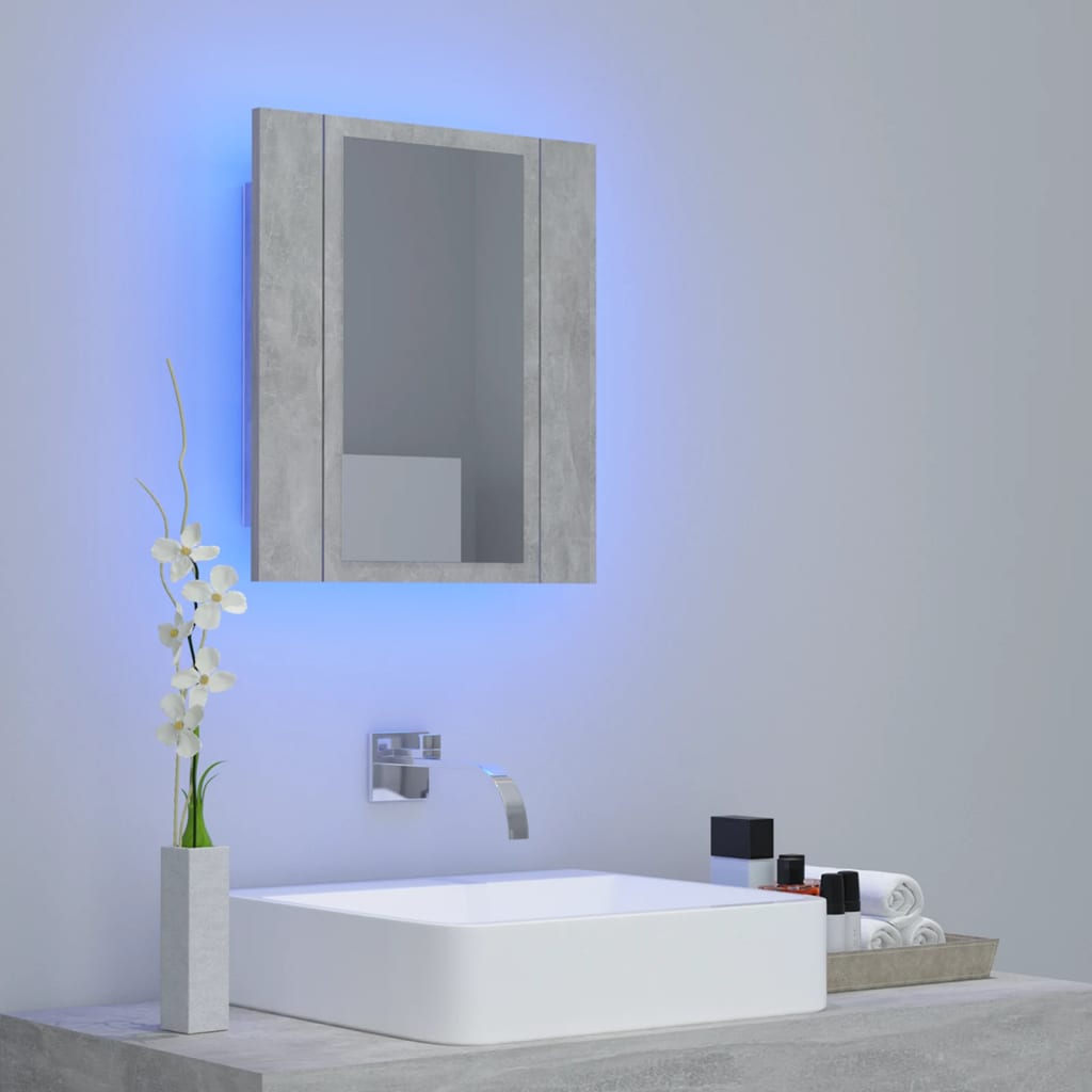 LED Bathroom Mirror Cabinet Concrete Grey 40x12x45 cm Acrylic