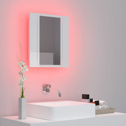 LED Bathroom Mirror Cabinet High Gloss White 40x12x45 cm Acrylic