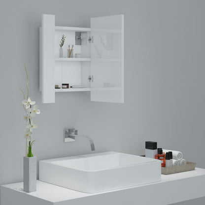 LED Bathroom Mirror Cabinet High Gloss White 40x12x45 cm Acrylic