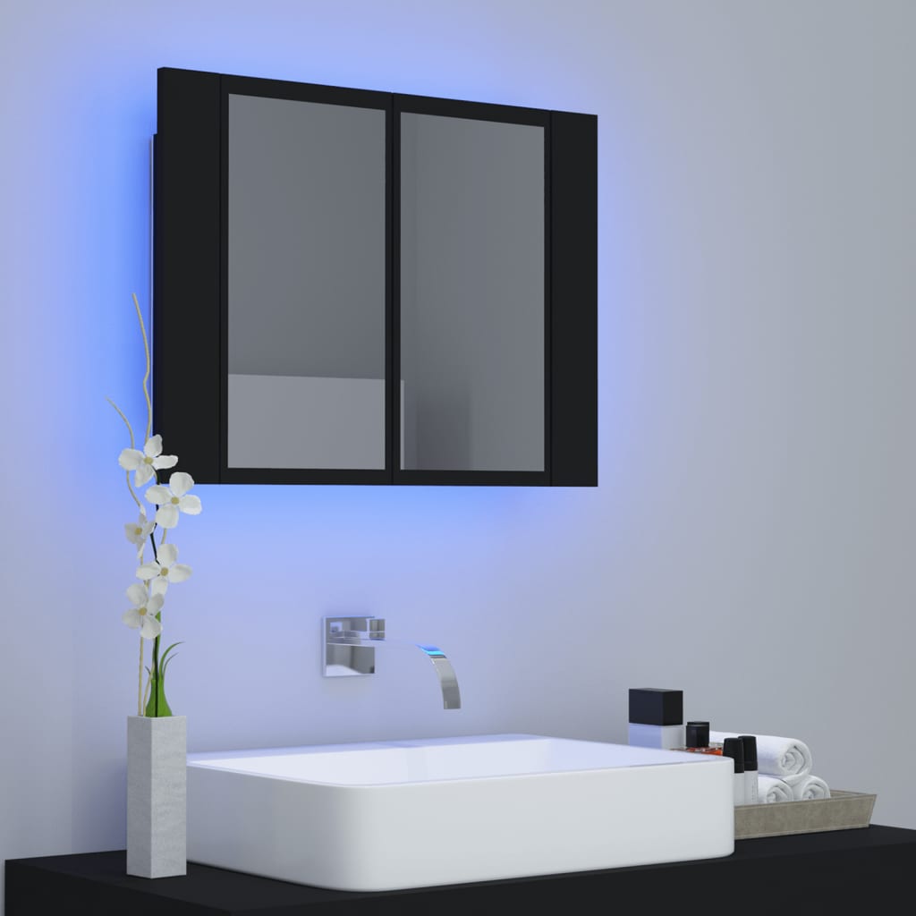 LED Bathroom Mirror Cabinet Black 60x12x45 cm Acrylic