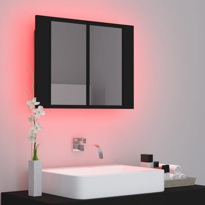 LED Bathroom Mirror Cabinet Black 60x12x45 cm Acrylic