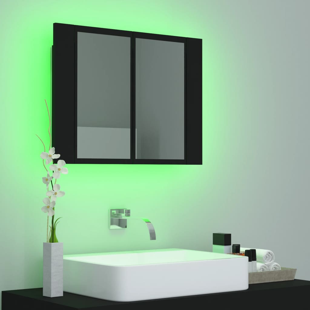 LED Bathroom Mirror Cabinet Black 60x12x45 cm Acrylic