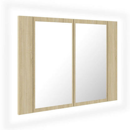 LED Bathroom Mirror Cabinet Sonoma Oak 60x12x45 cm Acrylic