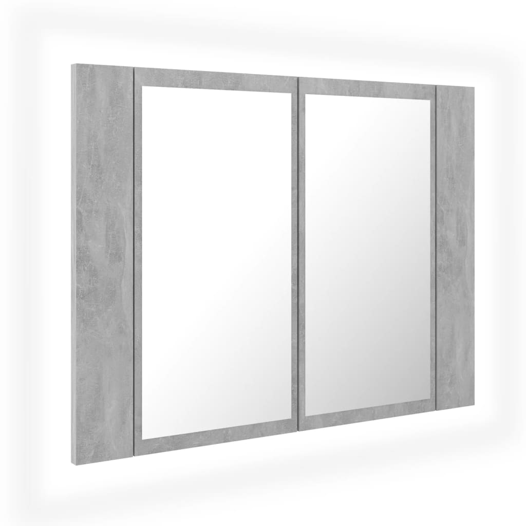 LED Bathroom Mirror Cabinet Concrete Grey 60x12x45 cm Acrylic