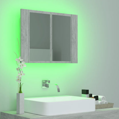 LED Bathroom Mirror Cabinet Concrete Grey 60x12x45 cm Acrylic