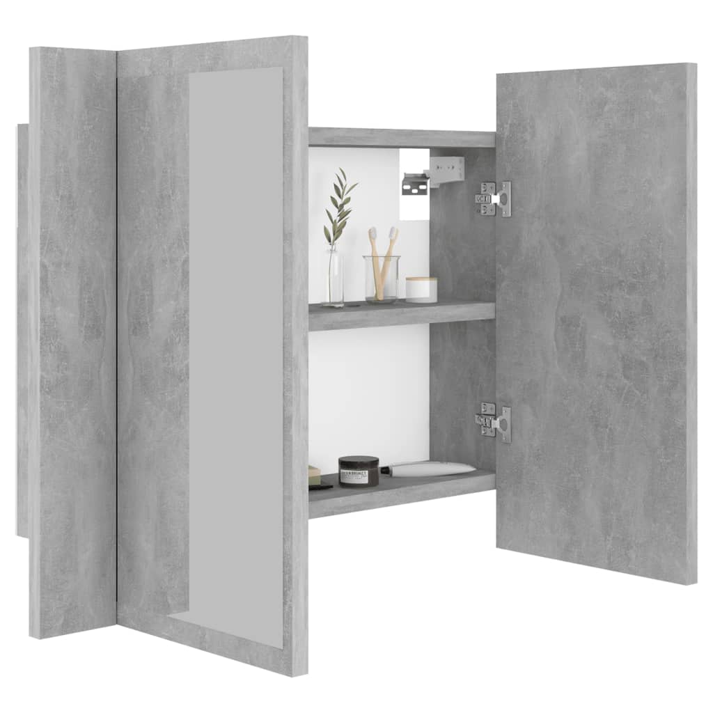 LED Bathroom Mirror Cabinet Concrete Grey 60x12x45 cm Acrylic