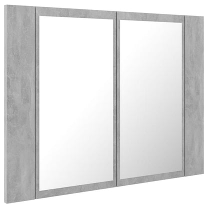 LED Bathroom Mirror Cabinet Concrete Grey 60x12x45 cm Acrylic