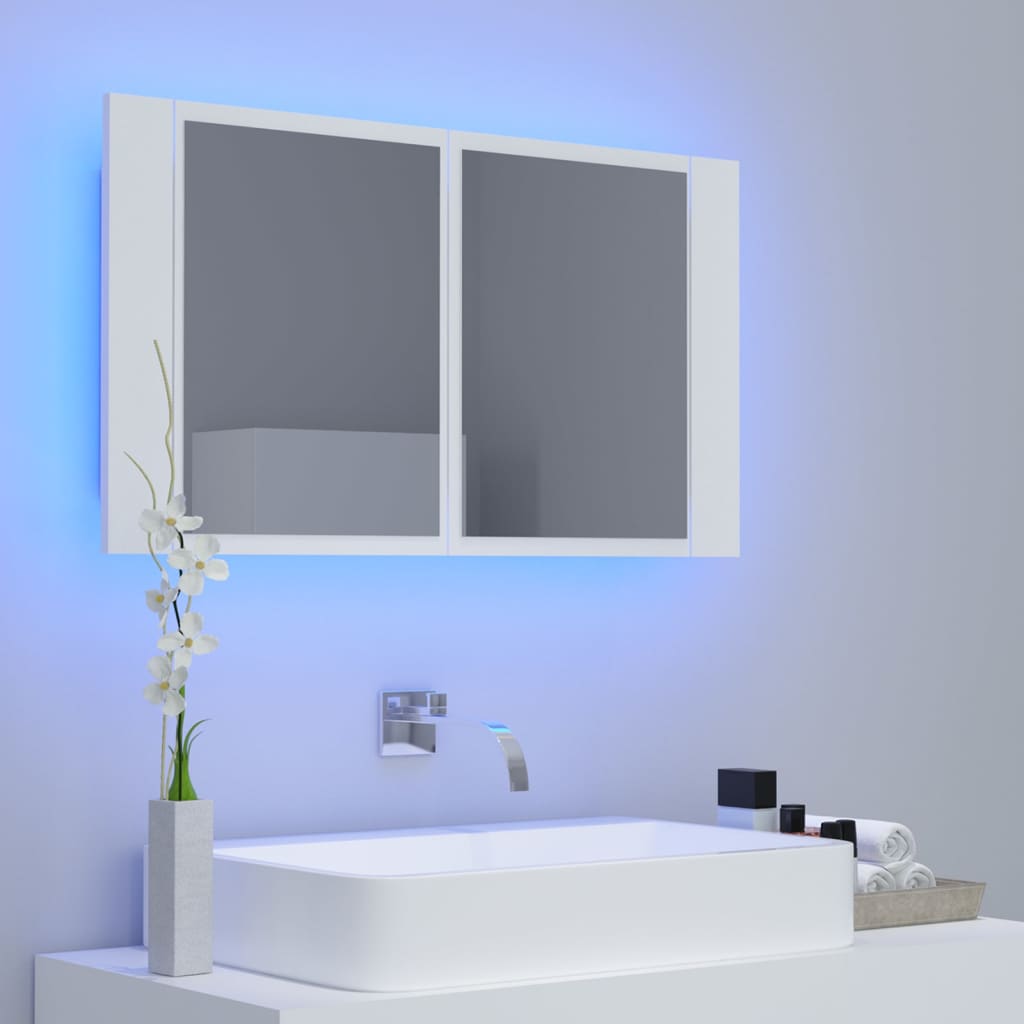 LED Bathroom Mirror Cabinet White 80x12x45 cm Acrylic