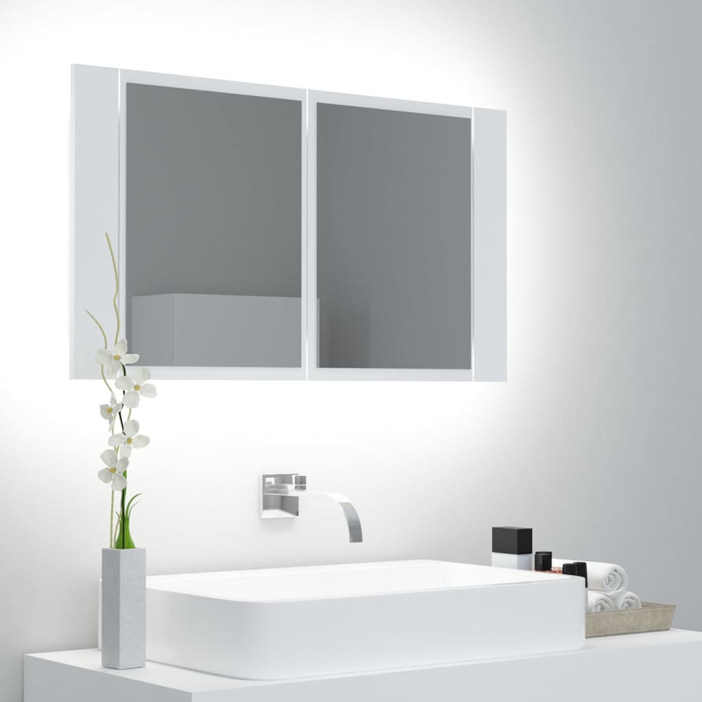 LED Bathroom Mirror Cabinet White 80x12x45 cm Acrylic