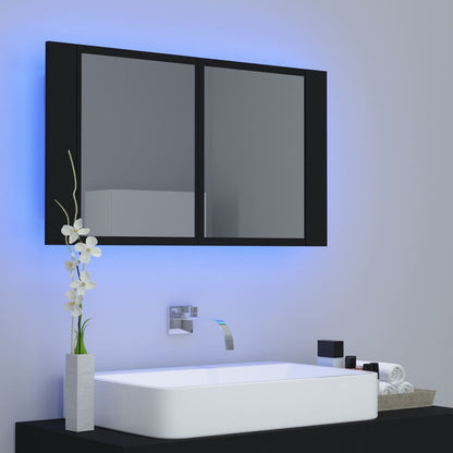 LED Bathroom Mirror Cabinet Black 80x12x45 cm Acrylic